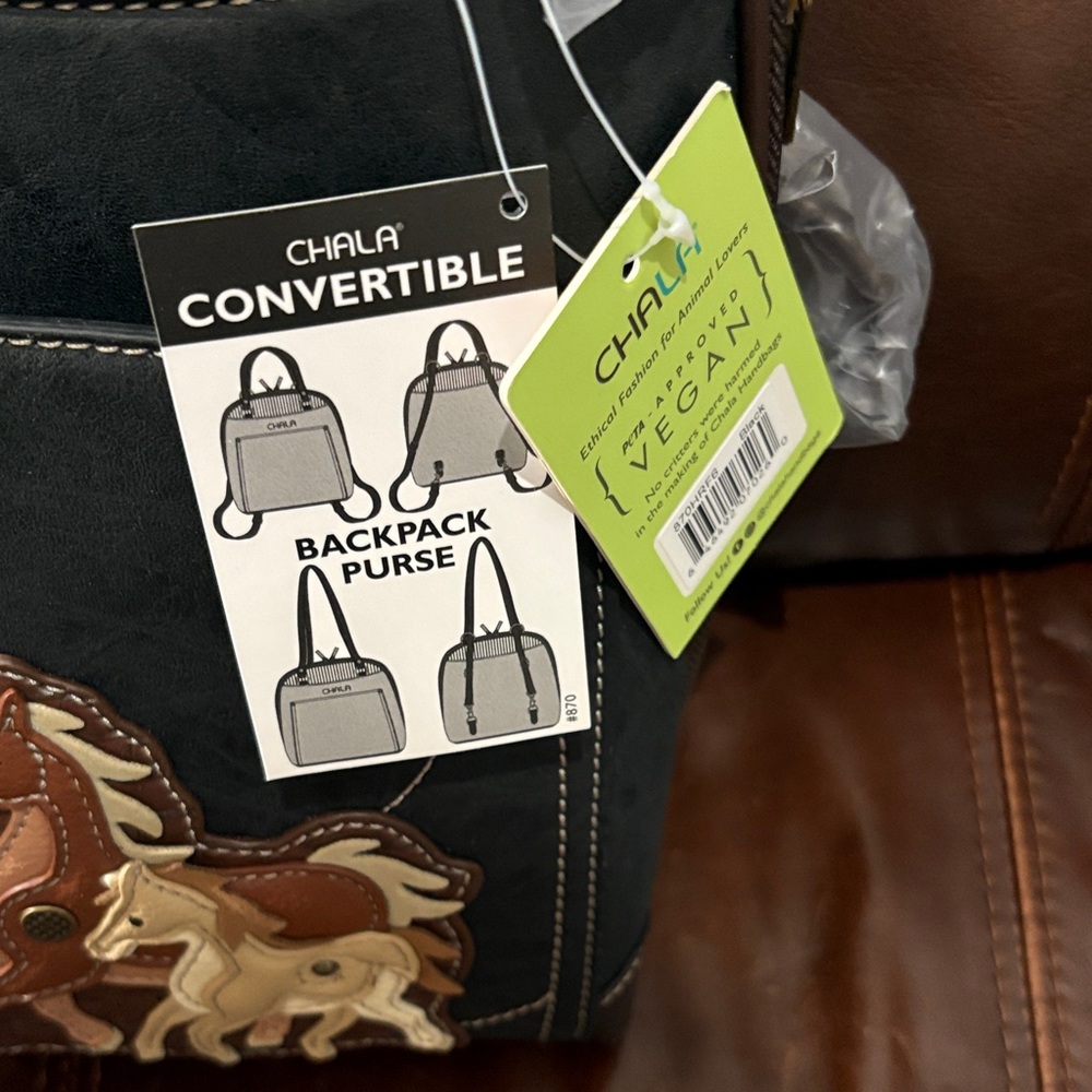 Chala Dark Brown Backpack with Horse Motif - Picture 3 of 3